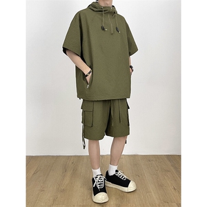 工装套装男生衣服一套搭配帅气薄款短袖防晒服高级感运动休闲夏装图片