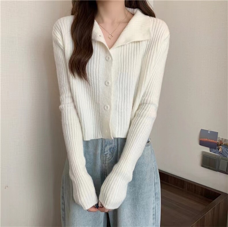 秋季新款高领显瘦百搭时尚羊毛针织开衫女宽松长袖外套上衣,女装羊毛衫,恒恩羊绒