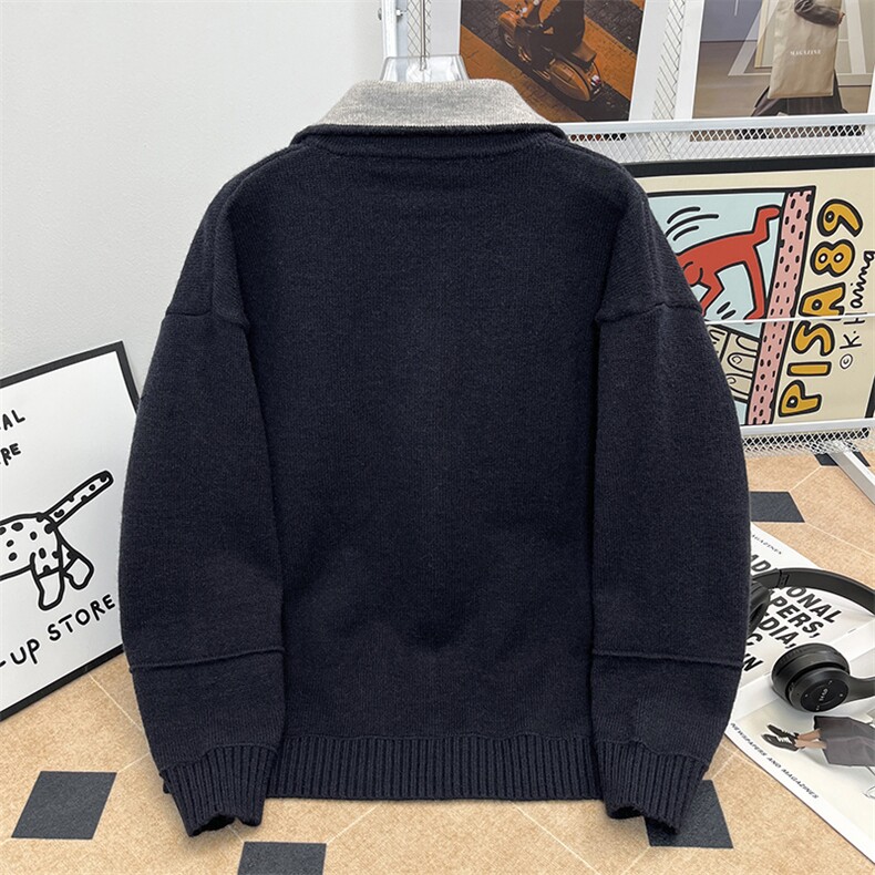 翻领拼接重磅简约休闲百搭开衫毛衣外套XZ212-QMY302-P60,男装针织衫/毛衣,星座212