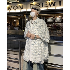 衬衫男士短袖韩版潮流高街帅气蝴蝶2024夏季新款ins外套CY802-P41，男装衬衫，星座412-3