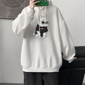 WY2044-P35 纯棉连帽卫衣男大码运动帽衫宽松薄外套男图片