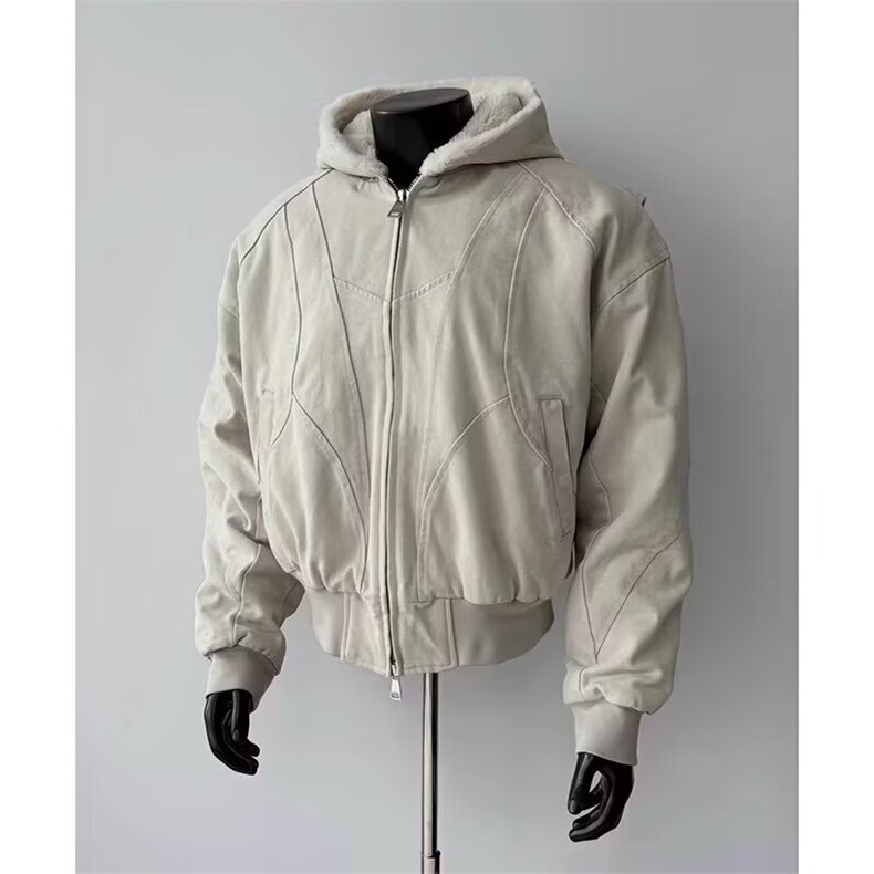 2025水洗做旧复古新款做旧解构设计感棉衣男冬季宽松连帽简约保暖，男装棉衣，星座506A