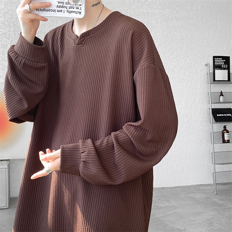 现货】T1007-P30特控58大码中式领宽松套头长袖T恤卫衣，男装T恤，电商D232