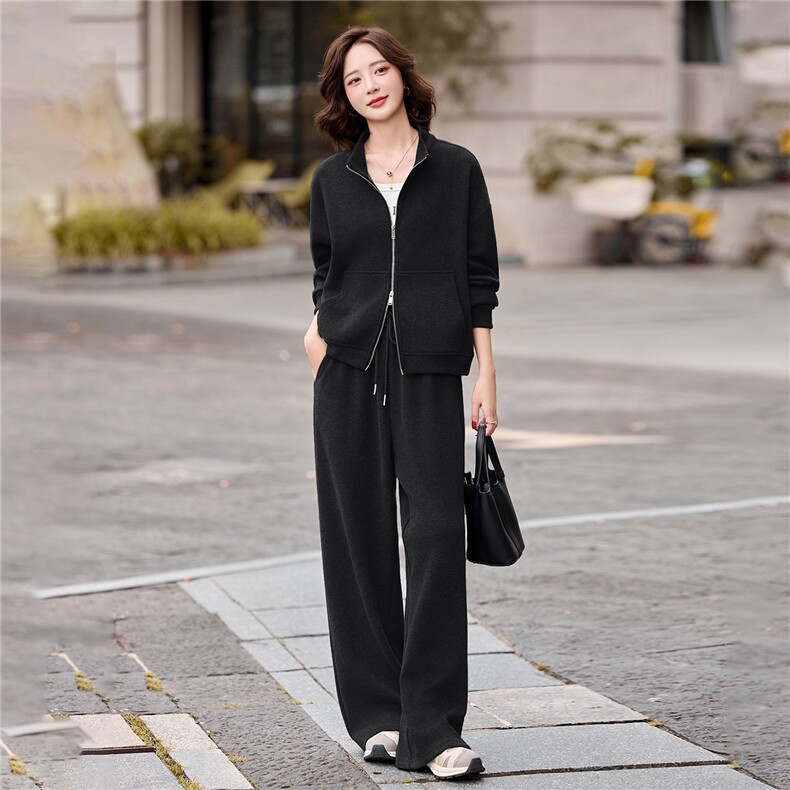 时尚通勤休闲套装女春秋季新款小个子卫衣阔腿裤减龄显瘦两件套潮,女装套装/套裙,关键词