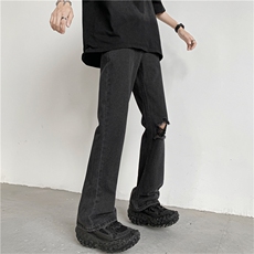 破洞牛仔裤男款夏季薄款美式高街vibe宽松休闲长裤N01651-P40，男装牛仔裤，星座308B-1