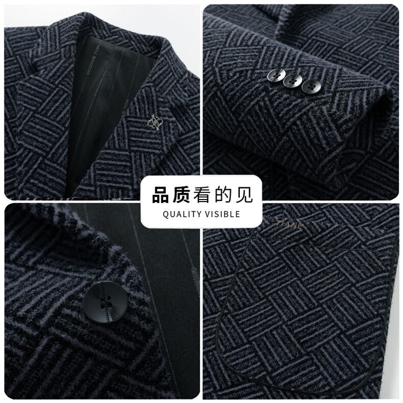 主推长期货中年雪尼尔毛呢休闲西服外套男春秋中青年羊毛呢小西装,男装西服套装,钱塘723