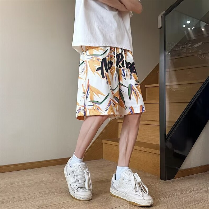 沙滩休闲短裤男士韩版潮印花百搭夏季2024新款ins五分裤K5294-P26,男装牛仔裤,星座412-3