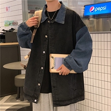 拼接牛仔外套男春秋款韩版百搭夹克休闲宽松ins上衣服JK0861-P65，男装夹克，星座1008