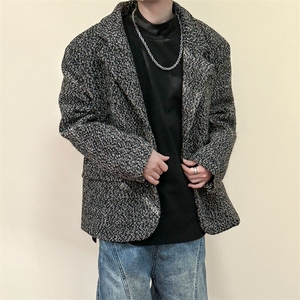 现货-秋冬潮牌羊毛呢垫肩西装外套男时尚呢子夹克-AJ23121-P155图片