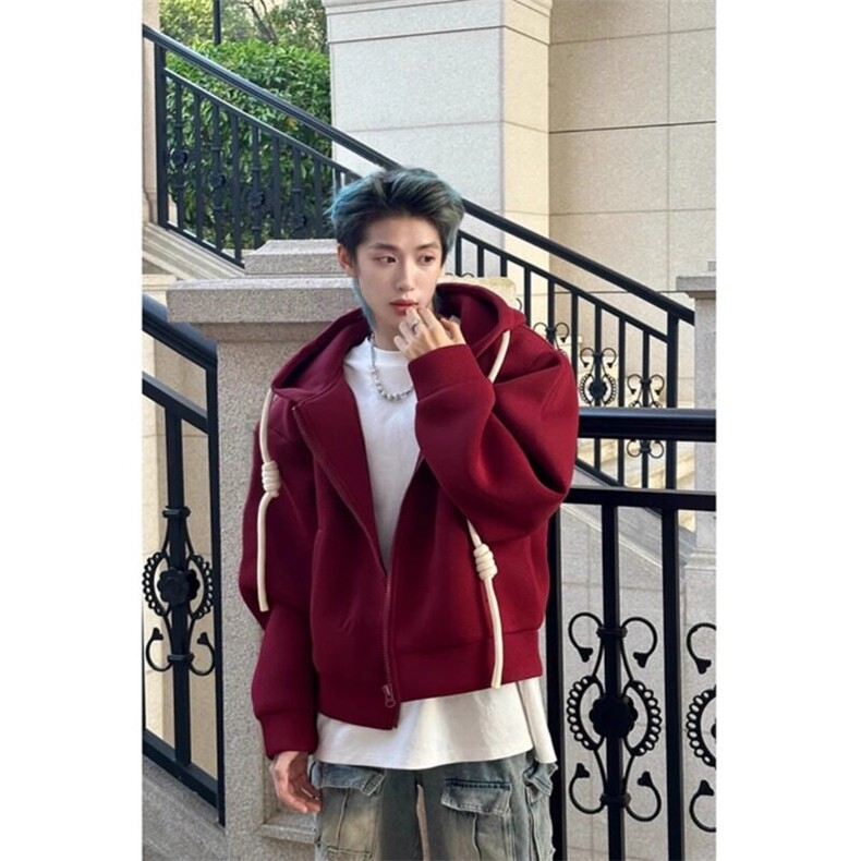 网图-WY12-P68华棉复合350克美式潮流开衫卫衣外套男女休闲上衣,男装卫衣,电商B327