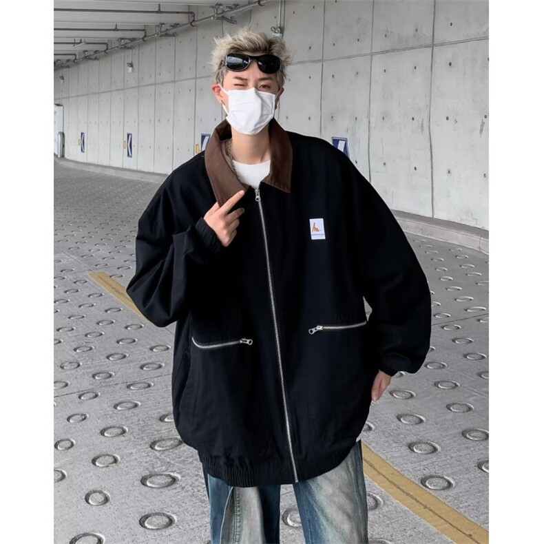 复古拼色工装夹克男款气质潮流日系流行百搭慵懒简约新款8245/P75,男装夹克,星座506