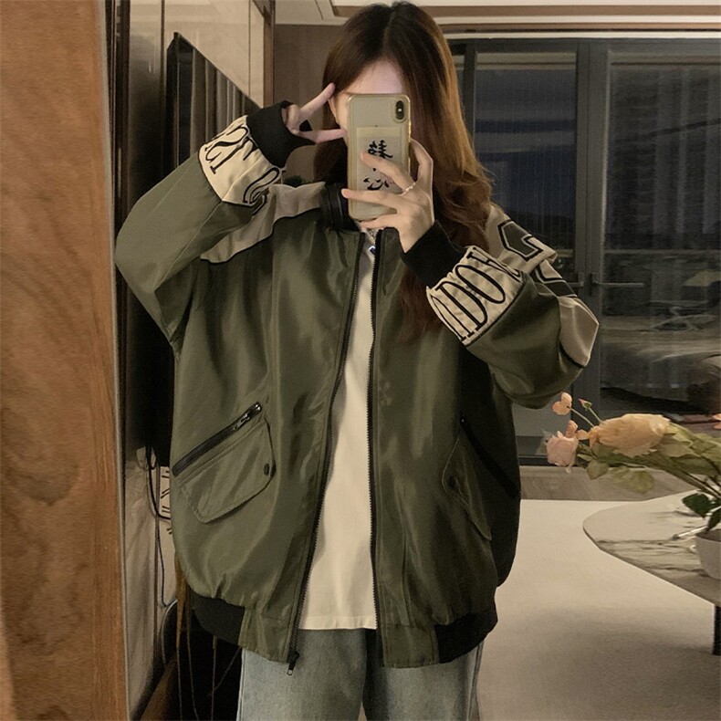 美式冲锋衣外套少女春秋2025新款学生休闲夹克棒球服外套C756-110,男装夹克,星座911-2(原星座613-2）