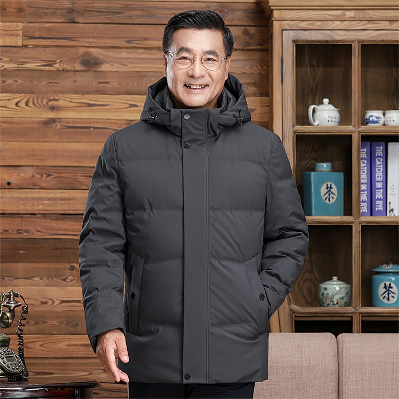 继续主推男中老年羽绒服中长款爸爸装加厚冬款大码羽绒服外套，男装羽绒服，钱塘723