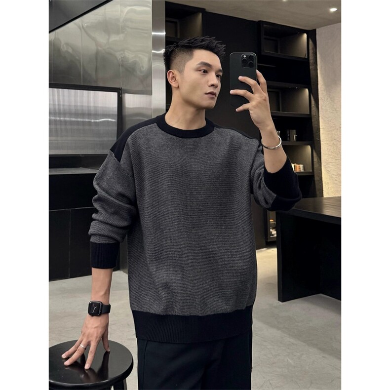撞色拼接保暖毛衣男高级感加厚针织衫MY0919-P60,男装针织衫/毛衣,星座308B-2
