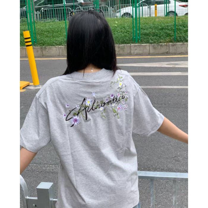 H0842-P35刺绣内里加贴布不刺身纯棉宽松情侣款短袖T恤，女装T恤，星座617A-2