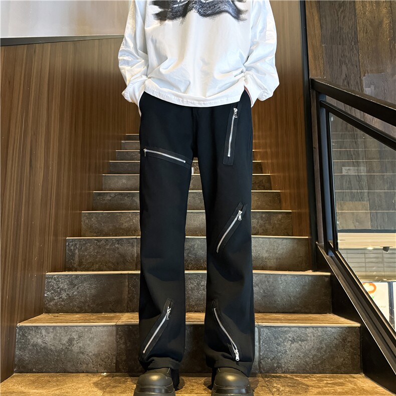 新款潮男水洗潮流牛仔裤宽松直筒拉链微喇XZ603-K914-P50控68,男装牛仔裤,星座603