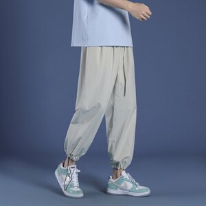 运动裤男宽松束脚潮流夏季休闲薄款八分冰丝裤K680-特批35,男装休闲裤,星座718-1