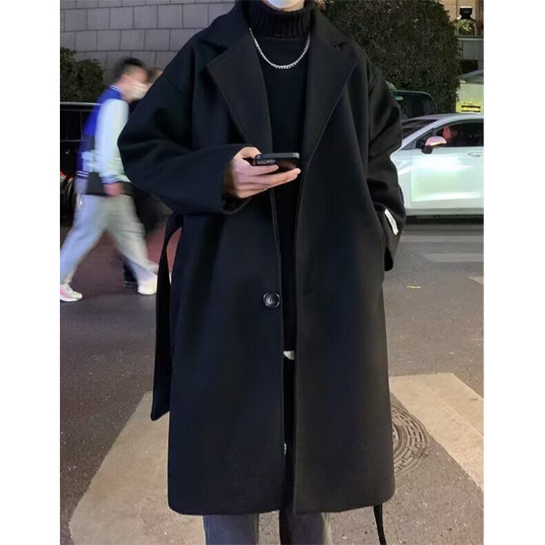 双面羊绒绵羊毛黑色毛呢大衣男中长款加厚绅装外套M215,男装毛呢大衣,星座1116A（原606A-3）