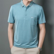 爸爸夏装短袖T恤男翻领上衣夏季新款中年男士休闲纯色百搭体恤衫，男装T恤，电商B212（原钱塘6029）