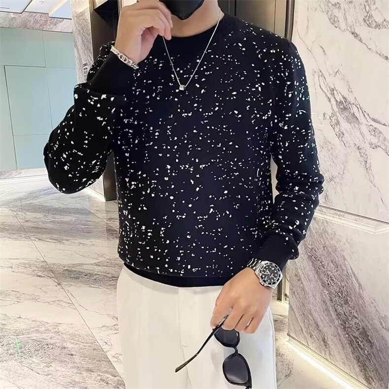 秋冬季保暖重工烫钻满天星星针织线衣男士修身潮流打底衫S596/P64,男装针织衫/毛衣,星座506
