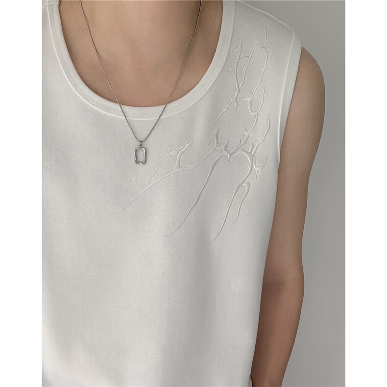 夏季2026男装新款美式无袖T恤绣花宽松坎肩背心夏装上衣S416-特25，男装背心/马甲，电商A233-1