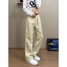 B221美式ins高街暗黑宽松直筒印花牛仔裤LK25439-特P45控78，男装牛仔裤，电商B221
