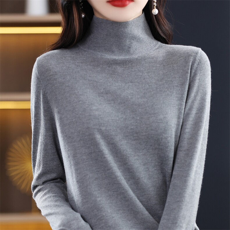 半高领毛衣女冬2024新款女装秋冬内搭加厚打底衫针织,针织衫/毛衣,斯尔特羊绒