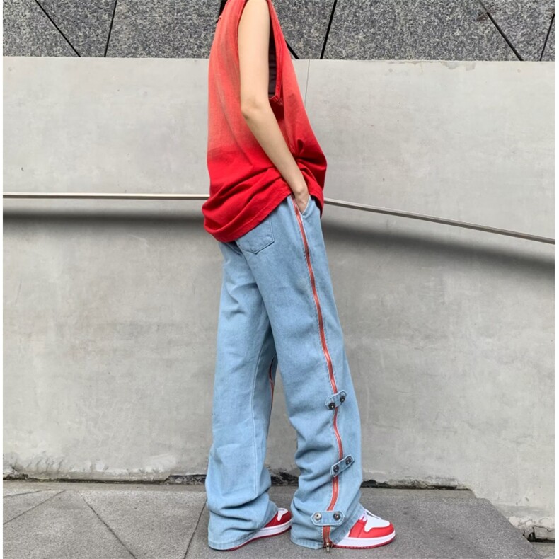 美式高街排扣黄泥牛仔裤男2024秋季新款vibe风设计感BK59-P83,男装牛仔裤,星座1109-3