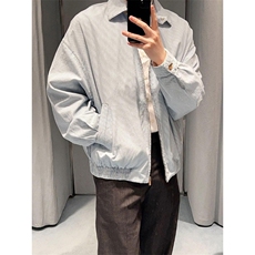 复古松弛感蓝白条纹翻领衬衫款夹克男生休闲短款外套LW1200-P59，男装夹克，星座1008