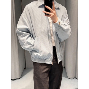 复古松弛感蓝白条纹翻领衬衫款夹克男生休闲短款外套LW1200-P59图片