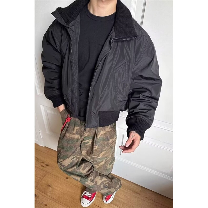 美式外套男冬季廓形飞行夹克棉服高级感痞帅短款立领棉衣JS098,男装夹克,星座1116A（原606A-3）