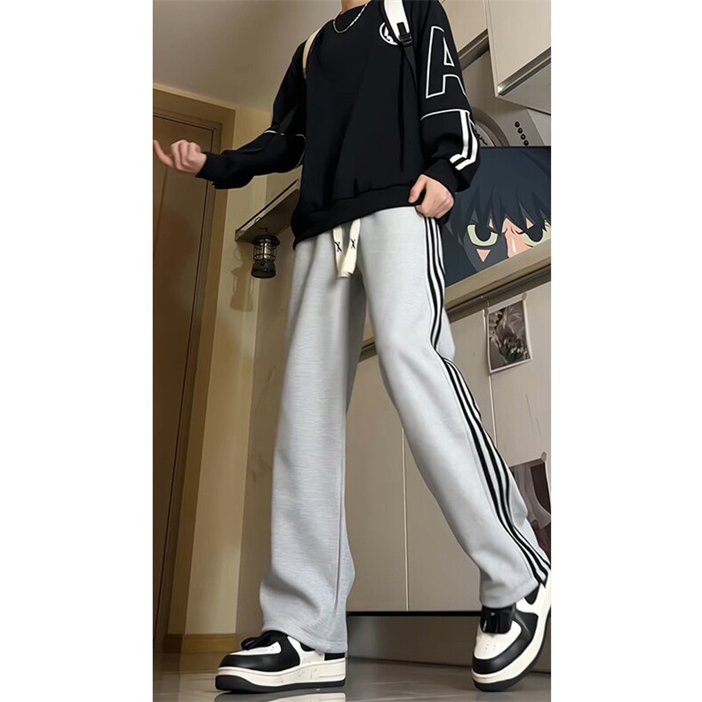 春季加长版裤子男款高个子188休闲条纹卫裤115cm运动裤KZ017P48,男装休闲裤,电商B312