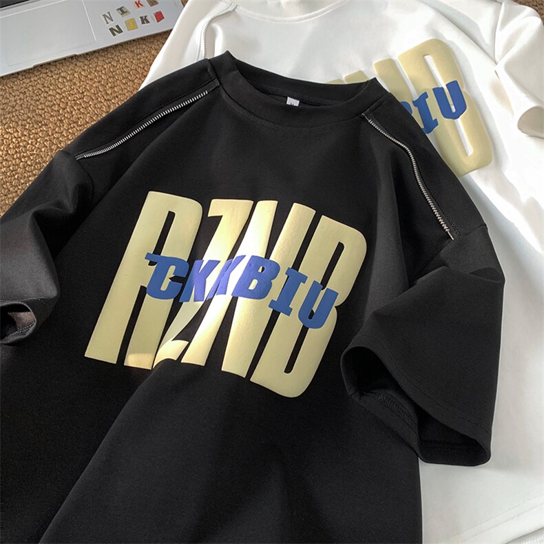 发泡印曼巴棉280克拉链短袖宽松大码T恤TT8315特p38控59，男装T恤，星座804-1