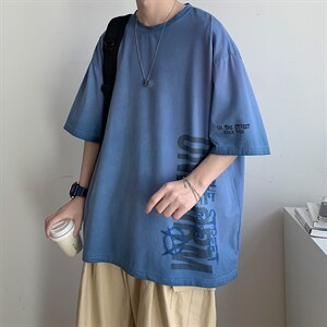 新款短袖港风模特潮牌纯手感落肩宽松胖子T恤TC3120-P33控48图片