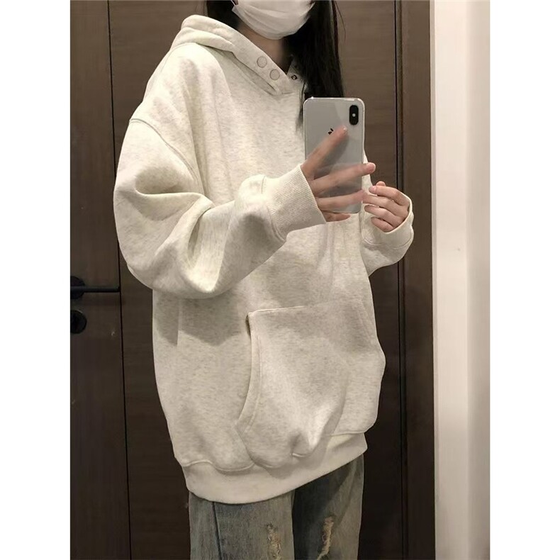 重磅新款连帽卫衣秋季高级纯色双扣含棉舒适百搭宽松套头情侣上衣,男装卫衣,星座516A