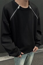 2026港风双侧金属拉链圆领大码M-5XL潮流纯色卫衣WY77865P55控88，男装卫衣，星座227-7