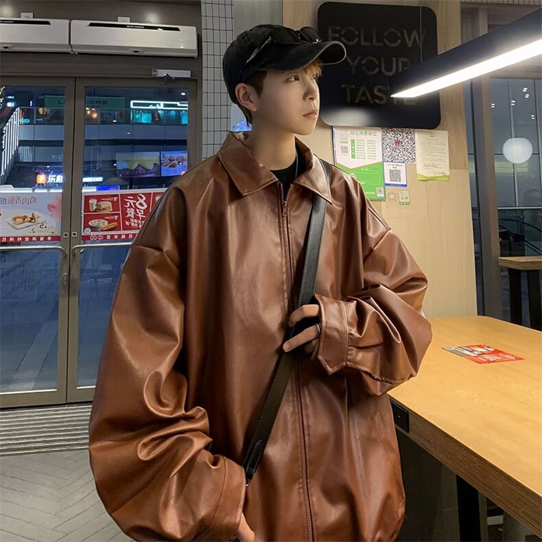 盐系炸街皮衣短外套男2024春秋设计感小众甜酷高级夹克棒球服开图片