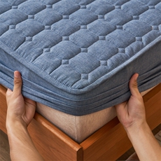 新款亲肤舒适全棉色织水洗棉夹棉床笠，床单，一起卖家纺