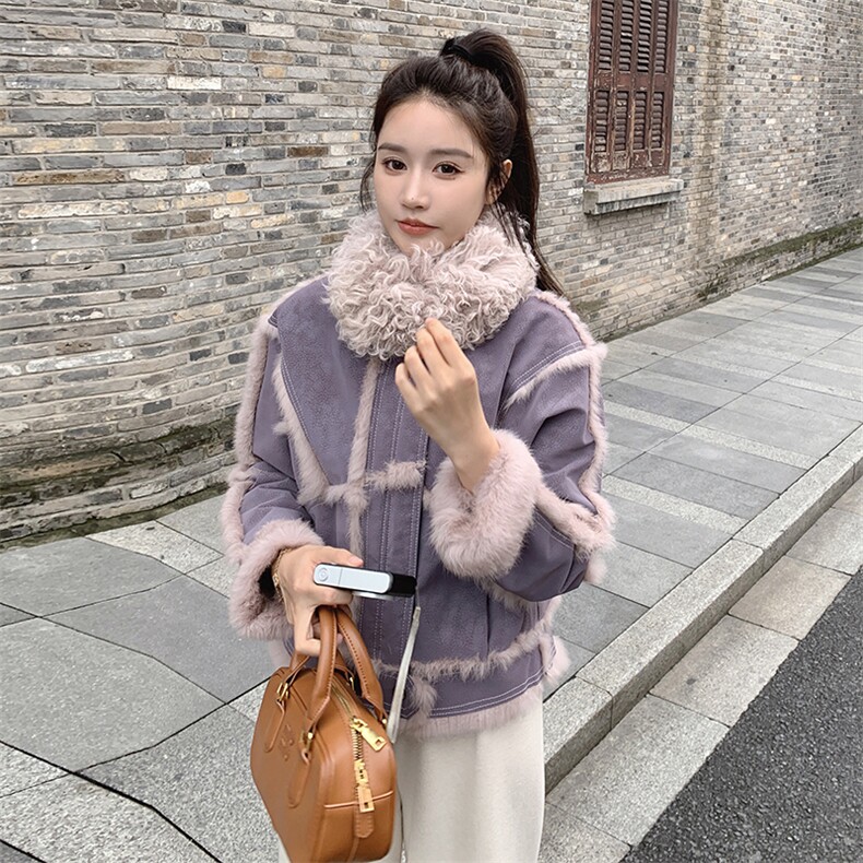 新品2025冬装真兔毛机车外套2c116-6867-p299-k425,女装皮草,2C116