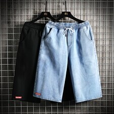 xz103A-D034-P45-限价68-网格大码七分裤阔腿肥仔，男装牛仔裤，星座103A