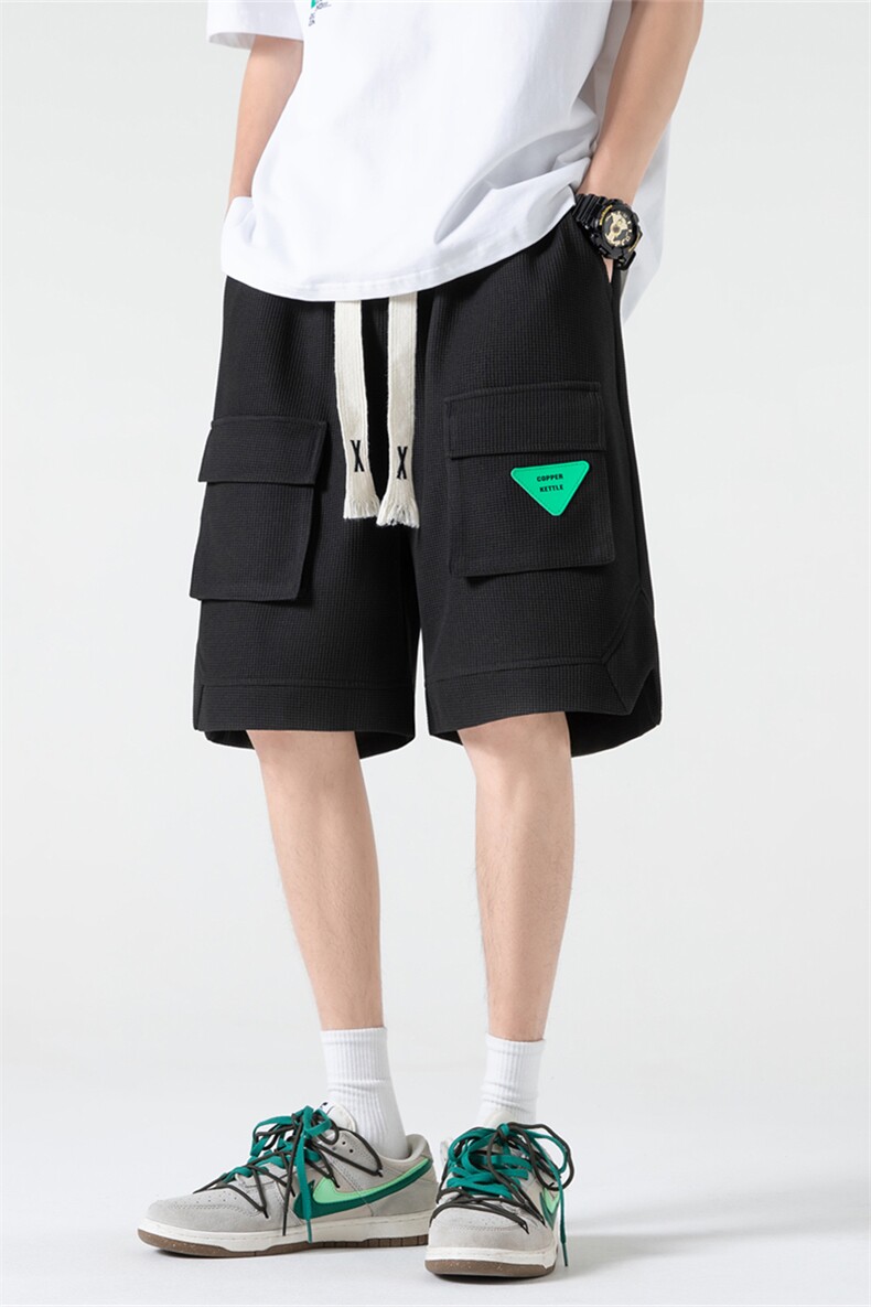 K6070/P35夏季新款立体多口袋工装松紧系绳短裤男大码中裤男裤子,男装休闲裤,电商A141