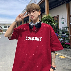 可48小时发货支持抖音得物来样二开美式满天星亮片短袖T恤MTX696，男装T恤，电商A486