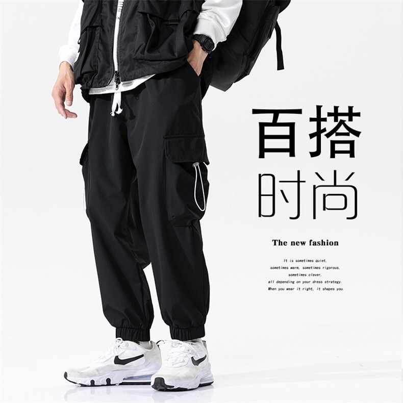 2021秋季新款大码男日系无影墙工装微弹冰丝九分休闲裤K2083-P45图片