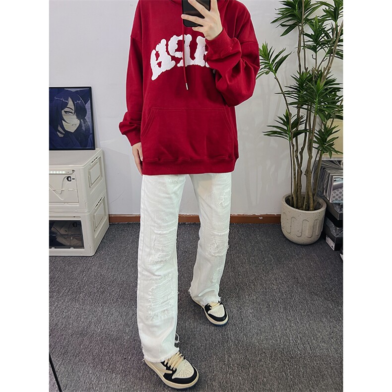 B221美式ins高街小众假破洞修身微喇牛仔裤LK22065-P65控88,男装牛仔裤,电商B221