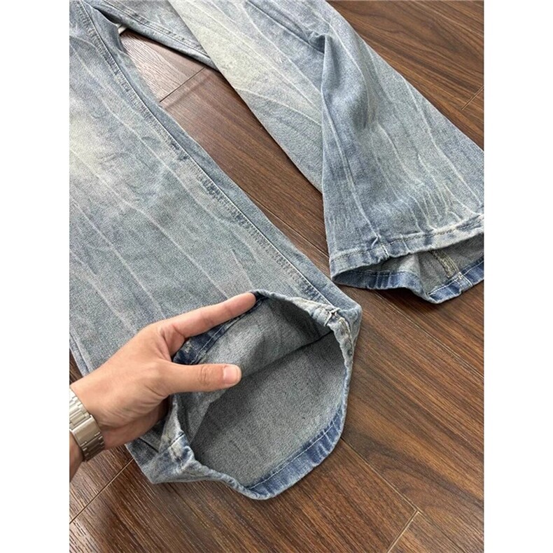 美式高街闪电纹水洗牛仔裤潮牌直筒cleanfit微喇长裤WL11366-P45,男装牛仔裤,星座1008