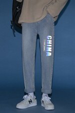 ！21春季七彩反光印花潮流直筒牛仔裤男宽松休闲长裤NZ111P45，男装牛仔裤，电商B220