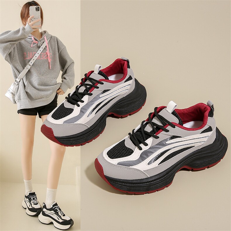 春季新款韩版透气老爹鞋女ins学生休闲鞋女厚底跑步女鞋，女鞋休闲鞋，电商A223