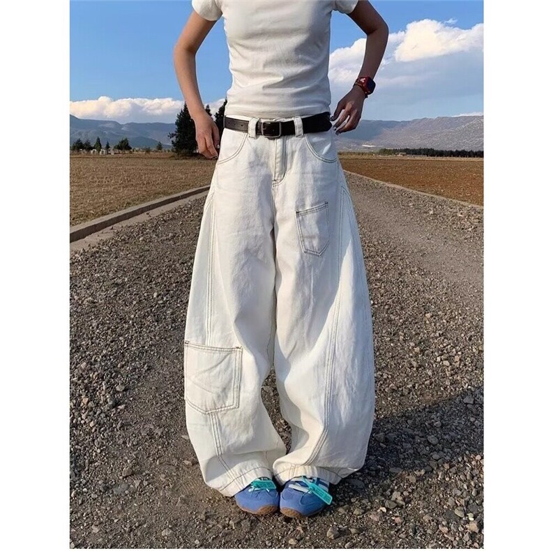 【有货】DYK8036-特批48原版质量白色弯刀牛仔裤男女显瘦阔腿裤潮,男装牛仔裤,星座603-2