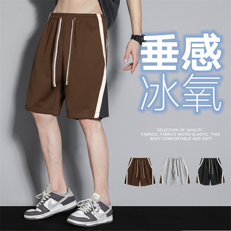 新款五分短裤男YOA景夏季休闲百搭拼接运动短裤CK2402-P28控48图片