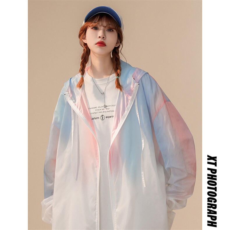 特批50无差价2024夏连帽冰丝扎染防晒衣中性风轻薄透气外套J25615，男装防晒衣，电商A001-1